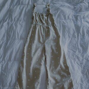 Old Navy Khaki & White Cropped Jumpsuit 6-7 (S)